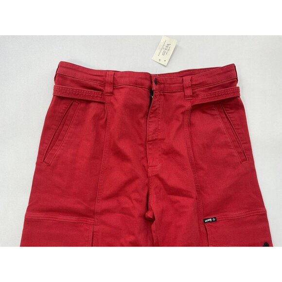 Guess Men’s Places+Faces Cargo Jeans Relaxed Fit Comfort Stretch In Red Size 34 - Picture 6 of 12